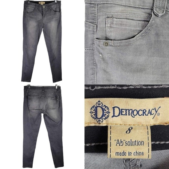 Democracy Jeans Skinny Ab Solution Flex Women's Size 8 Gray Mid Rise - Picture 1 of 11